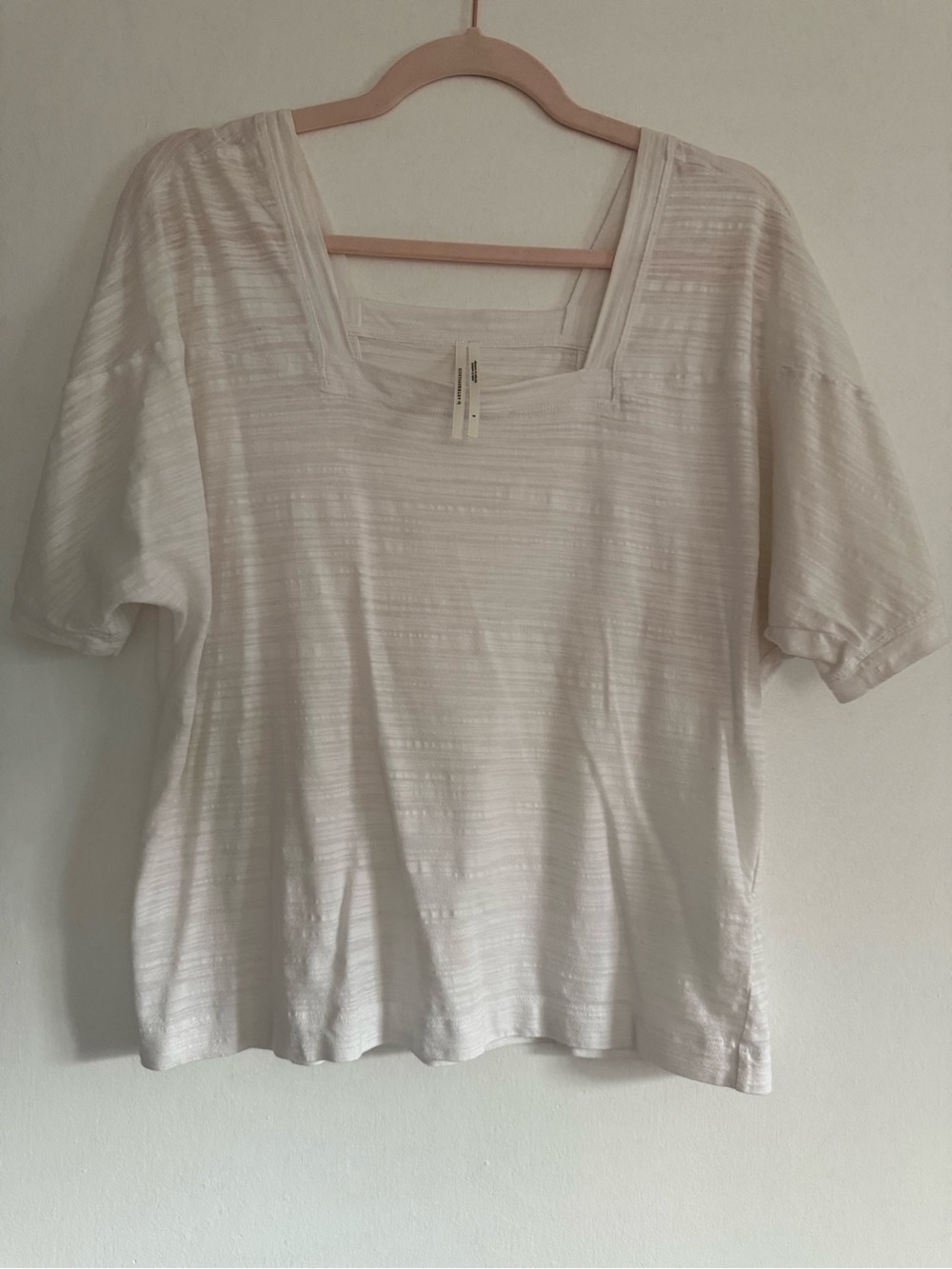 Anthropologie White Square Neck Short Sleeve Top